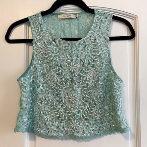 Beaded lace crop top